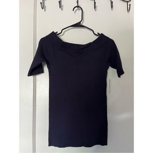 Anthropologie navy blue off shoulder top